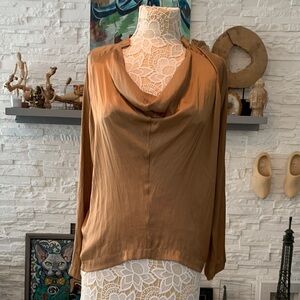 Zero + Maria Cornejo | Bronze Drape Neck Blouse – Size 4 - Made in New York
